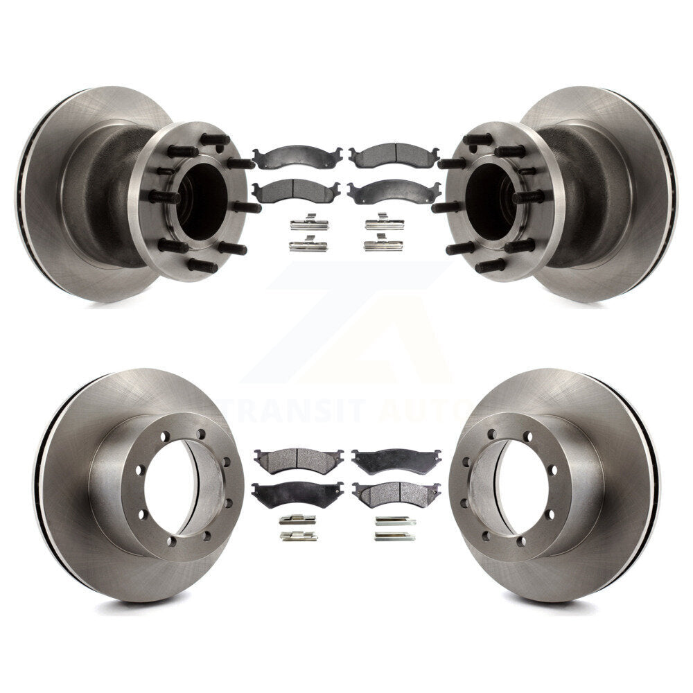 Disc Brake Rotors And Ceramic Pads Front Rear Kit For Ford E-350 Super Duty