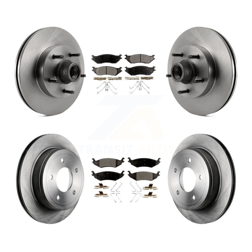 Disc Brake Rotors Ceramic Pad Front Rear Kit For Ford E-150 Club Wagon Econoline
