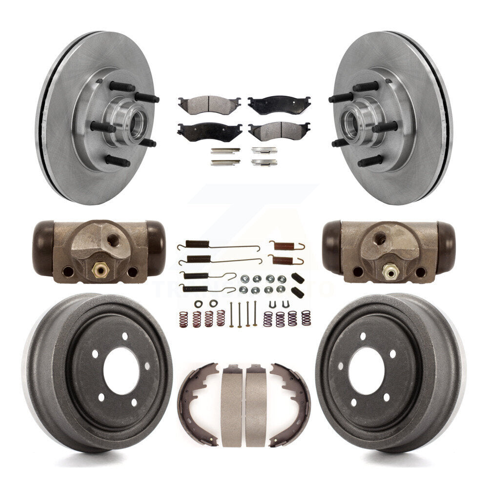 Disc Brake Rotor Ceramic Pad & Drum Front Rear Kit (9Pc) For 1999 Ford F-150 RWD