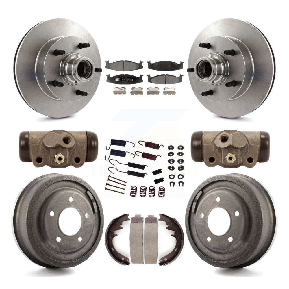 Brake Rotor Ceramic Pad Drum Front Rear Kit (9Pc) For Ford F-150 E-150 Econoline
