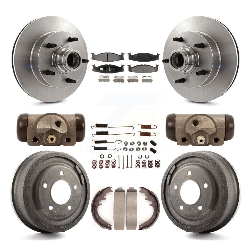 Disc Brake Rotors Ceramic Pad Drum Front Rear Kit (9Pc) For Ford E-150 Econoline