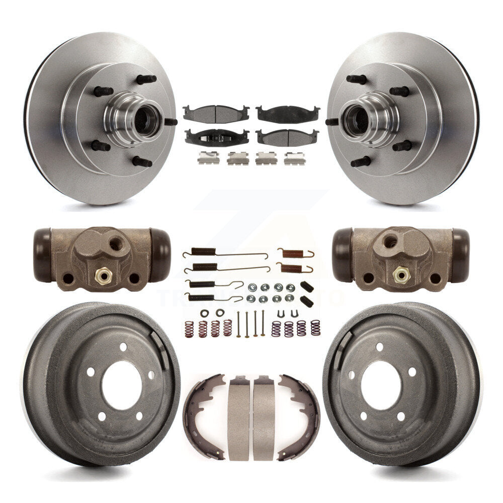 Disc Brake Rotors Ceramic Pad Drum Front Rear Kit (9Pc) For Ford E-150 Econoline