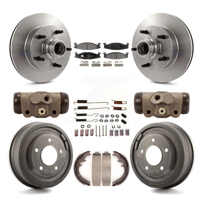 Disc Brake Rotors Ceramic Pad Drum Front Rear Kit (9Pc) For Ford E-150 Econoline