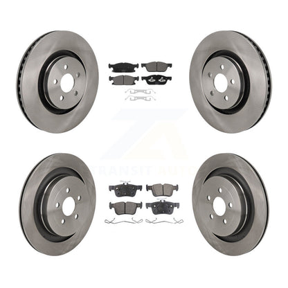 Brake Rotor & Ceramic Pad Front Rear Kit For Ford Edge With Red Painted Calipers
