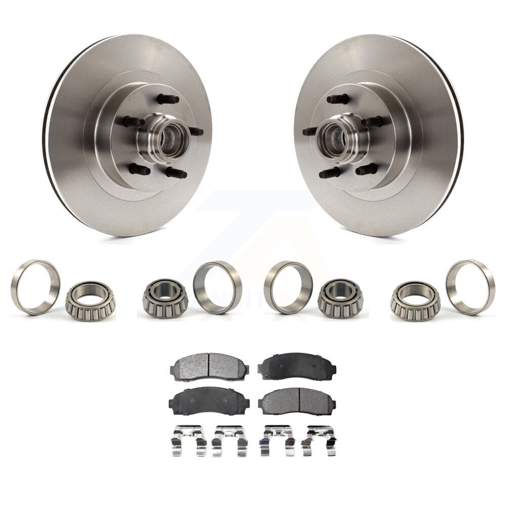 Disc Brake Hub Rotor Assembly Inner & Outer Race Bearing Set Pad Front Kit For