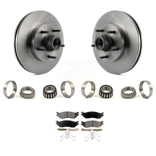Brake Hub Rotor Inner & Outer Race Bearing Set Pads Front Kit For Ford E-150