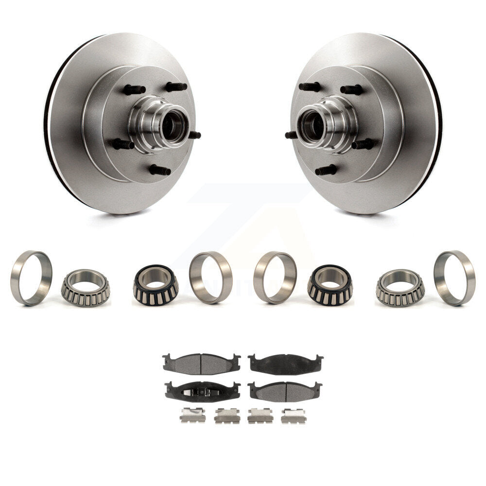 Brake Hub Rotor Inner & Outer Race Bearing Set Pads Front Kit For Ford E-150