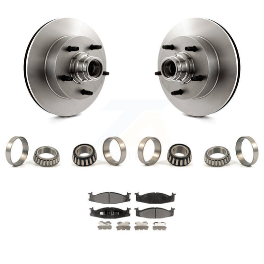 Brake Hub Rotor Inner & Outer Race Bearing Set Pads Front Kit For Ford E-150