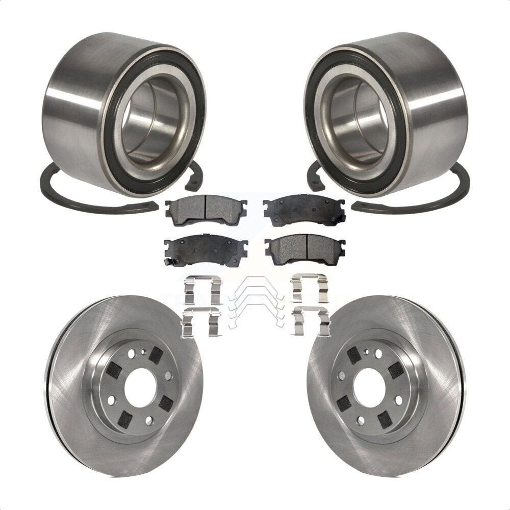 Wheel Bearing Disc Brake Rotor & Pads Front Kit For 1999-2000 Mazda Protege 1.8L