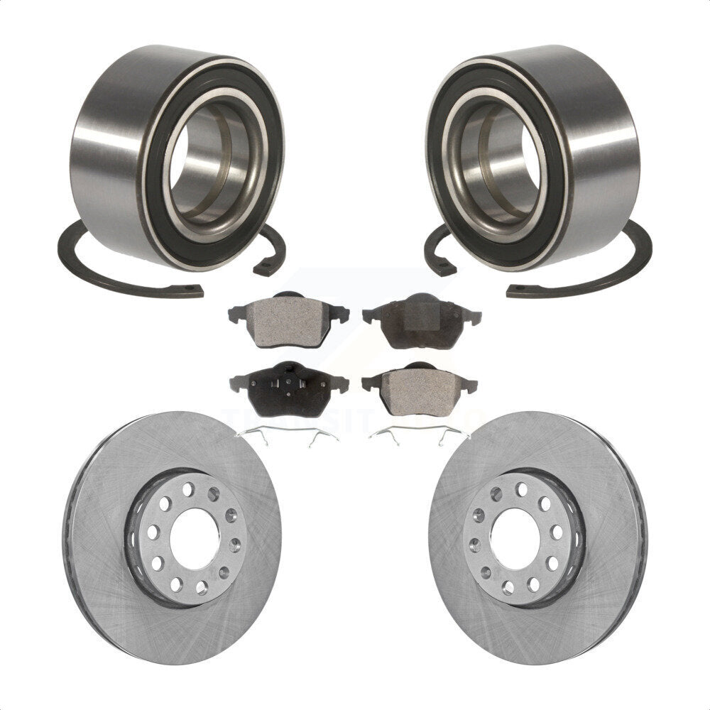 Wheel Bearing Disc Brake Rotor & Pads Front Kit For Volkswagen Passat Audi A4 A6