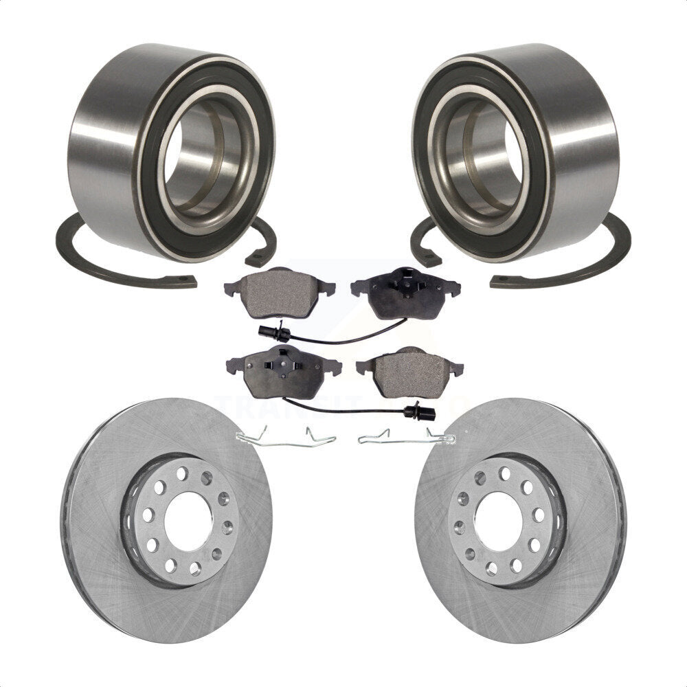 Wheel Bearing Disc Brake Rotor & Pads Front Kit For Volkswagen Passat Audi A4 A6