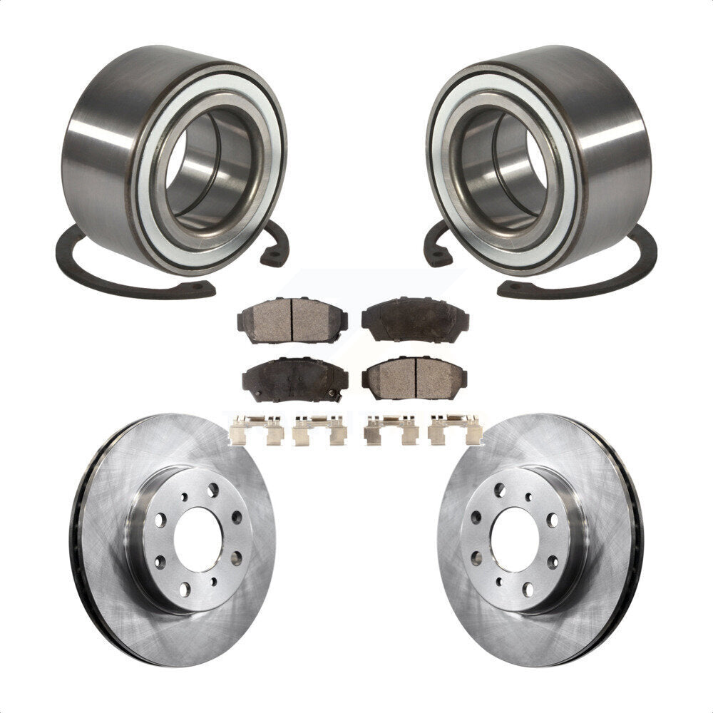 Wheel Bearing Brake Rotor & Pads Front Kit For Honda Civic EX with Sedan Non-ABS