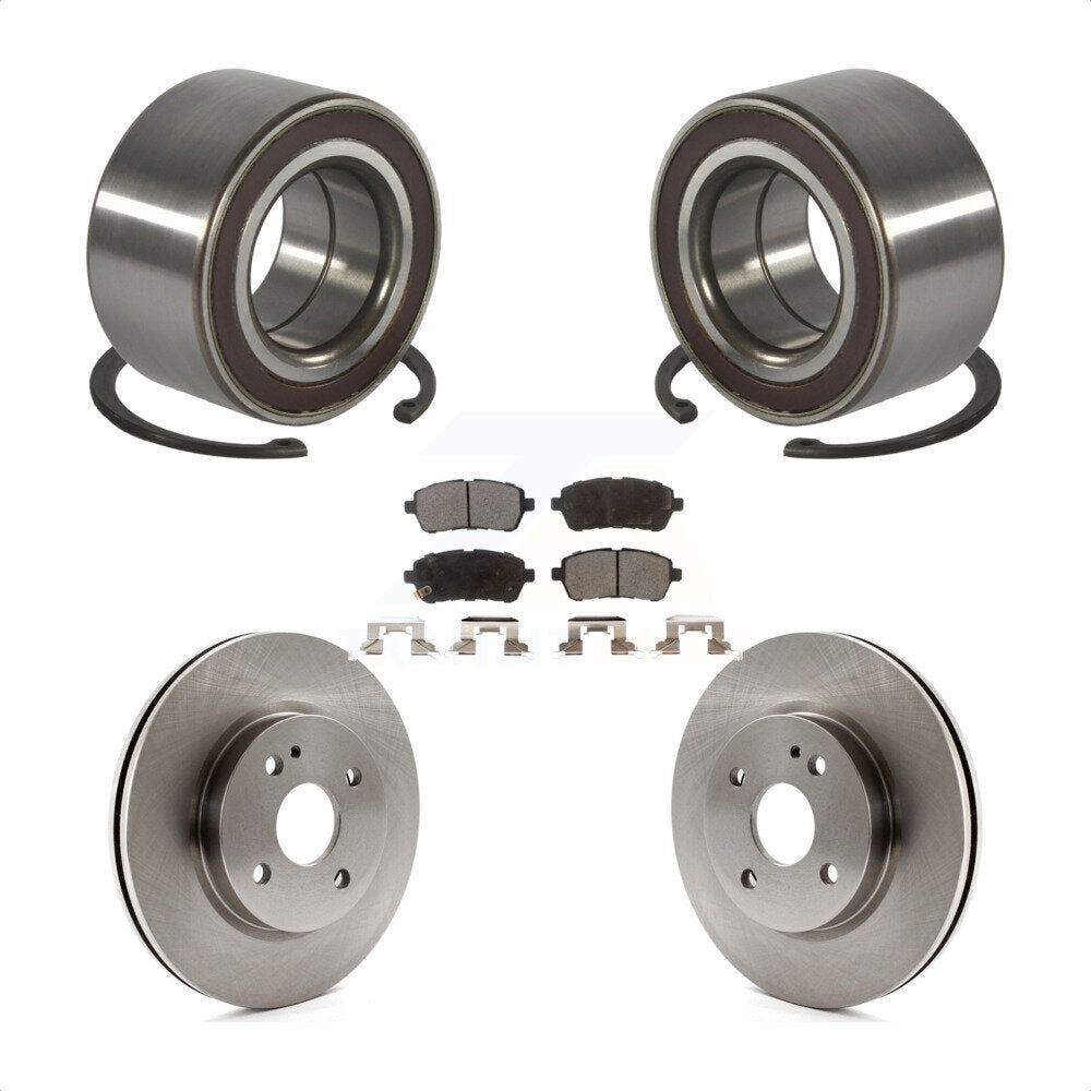 Wheel Bearing Disc Brake Rotors And Ceramic Pads Front Kit For 2011-2014 Mazda 2