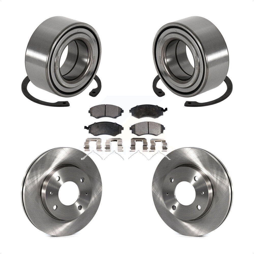 Wheel Bearing Brake Rotor & Pad Front Kit For Hyundai Sonata Kia Optima Magentis