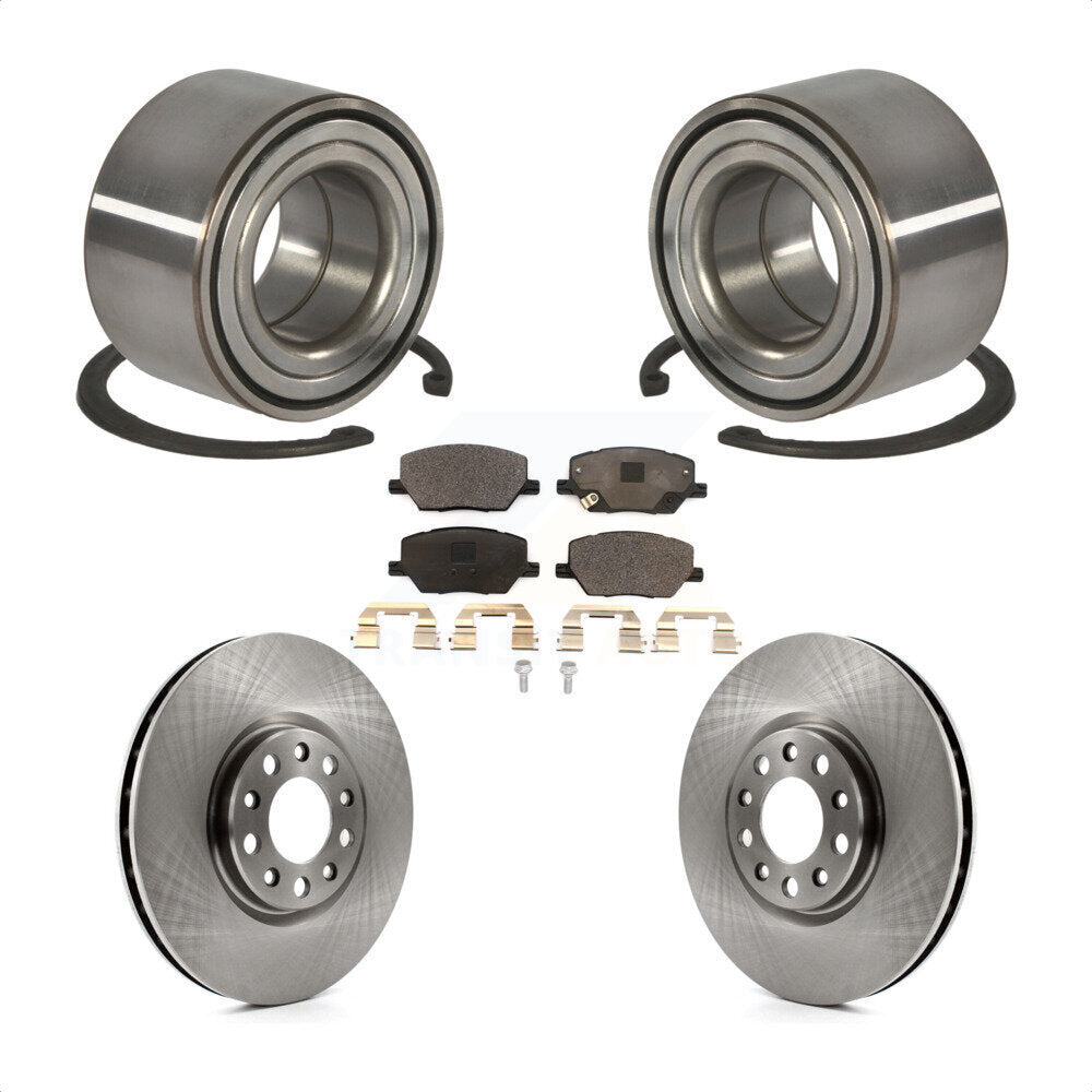 Wheel Bearing Disc Brake Rotor And Ceramic Pad Front Kit For 2016-2018 Fiat 500X