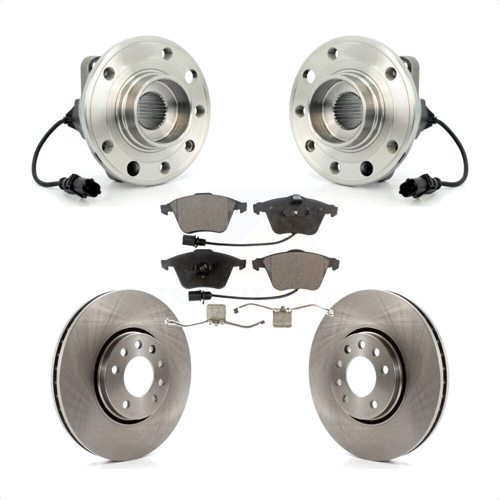 Hub Bearing Assembly Disc Brake Rotors And Ceramic Pads Front Kit For Saab 9-3X
