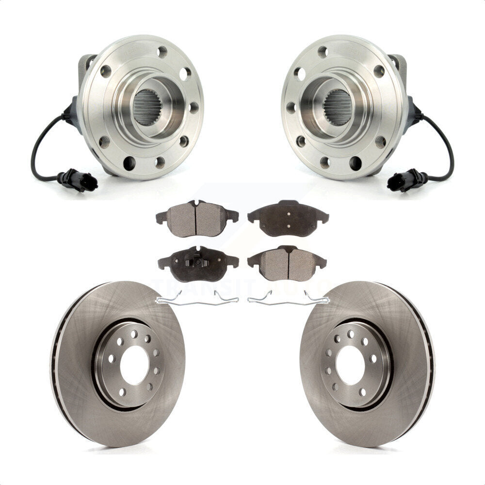 Hub Bearing Assembly Disc Brake Rotors And Ceramic Pads Front Kit For Saab 9-3