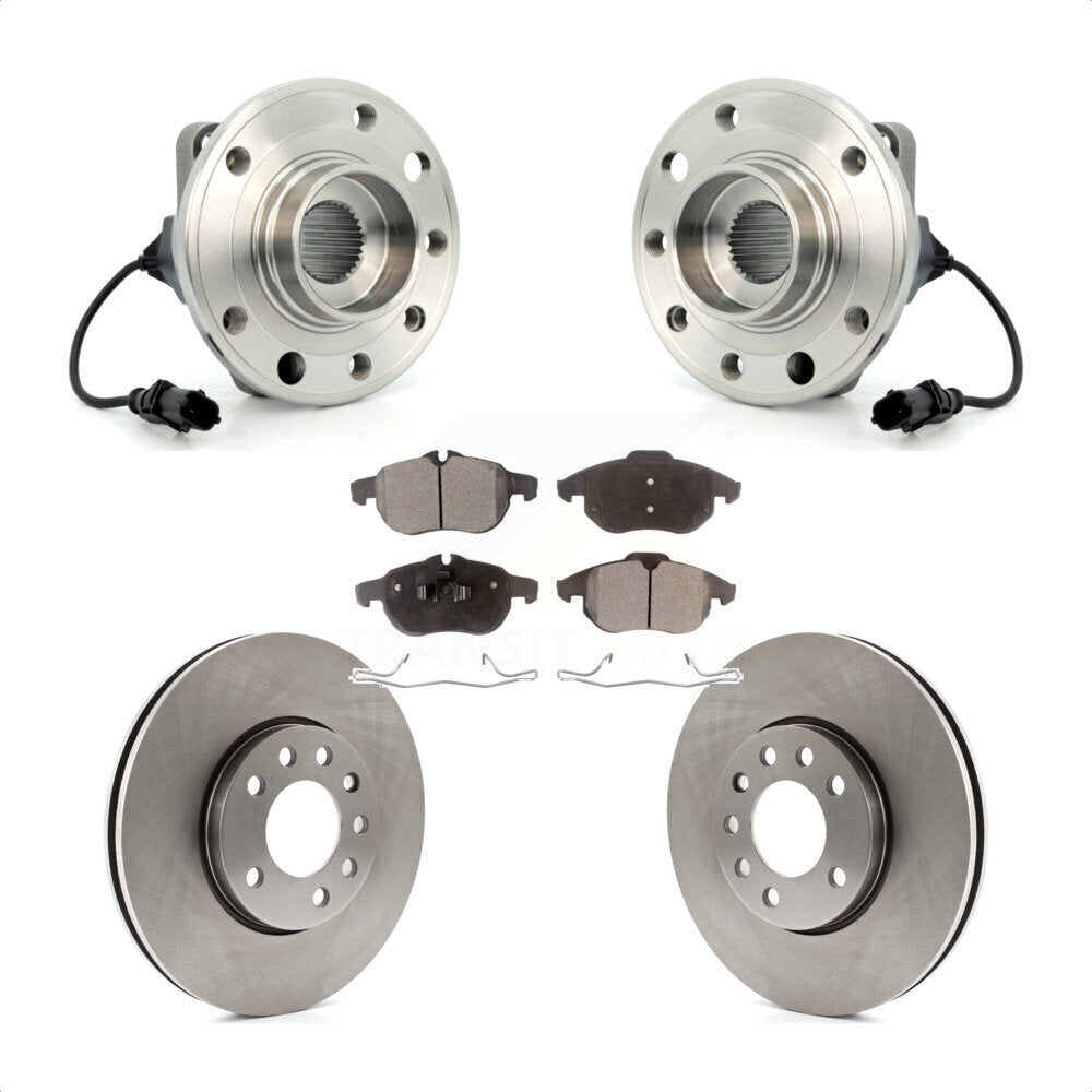 Hub Bearing Assembly Disc Brake Rotors And Ceramic Pads Front Kit For Saab 9-3