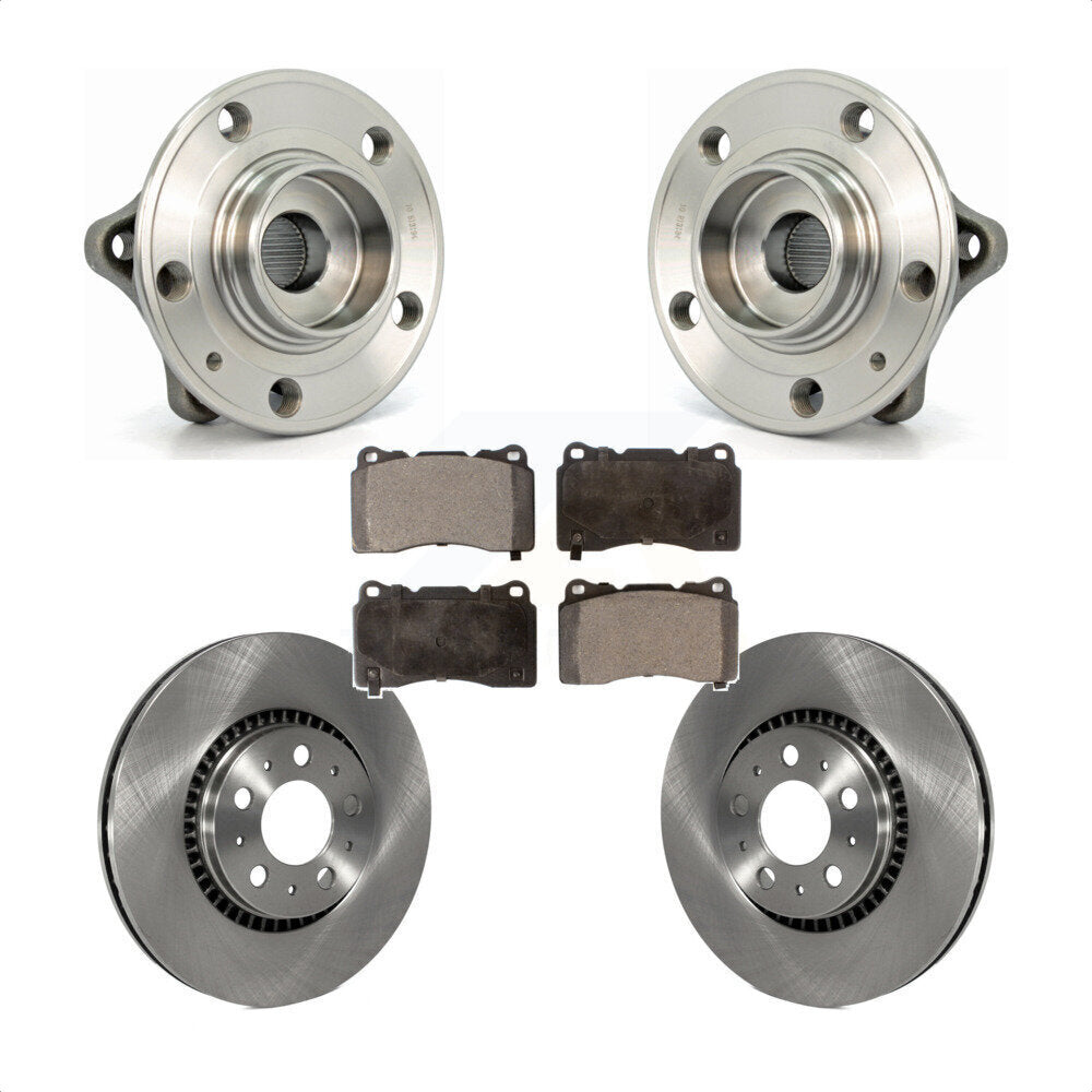 Hub Bearing Assembly Disc Brake Rotor & Pads Front Kit For 2005-2007 Volvo V70 R