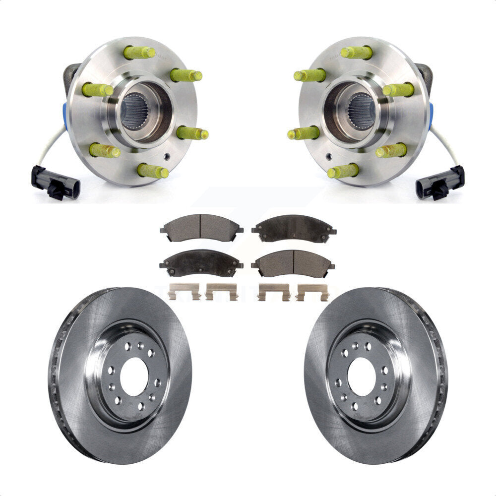 Hub Bearing Assembly Brake Rotor & Pads Front Kit For 2004-2009 Cadillac SRX AWD