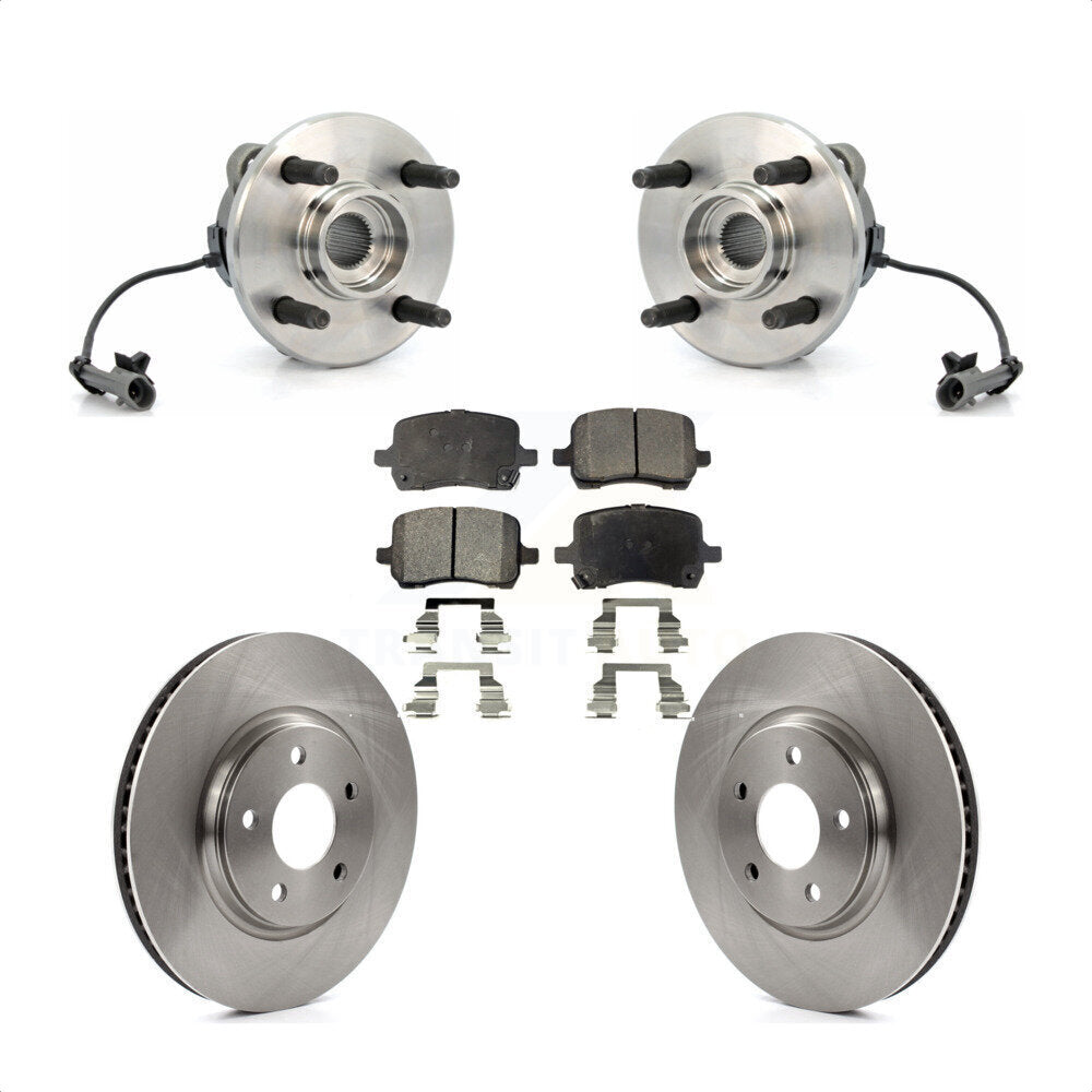 Hub Bearing Brake Rotor Pad Front Kit For 2004-2007 Saturn Ion With 4 Lug Wheels