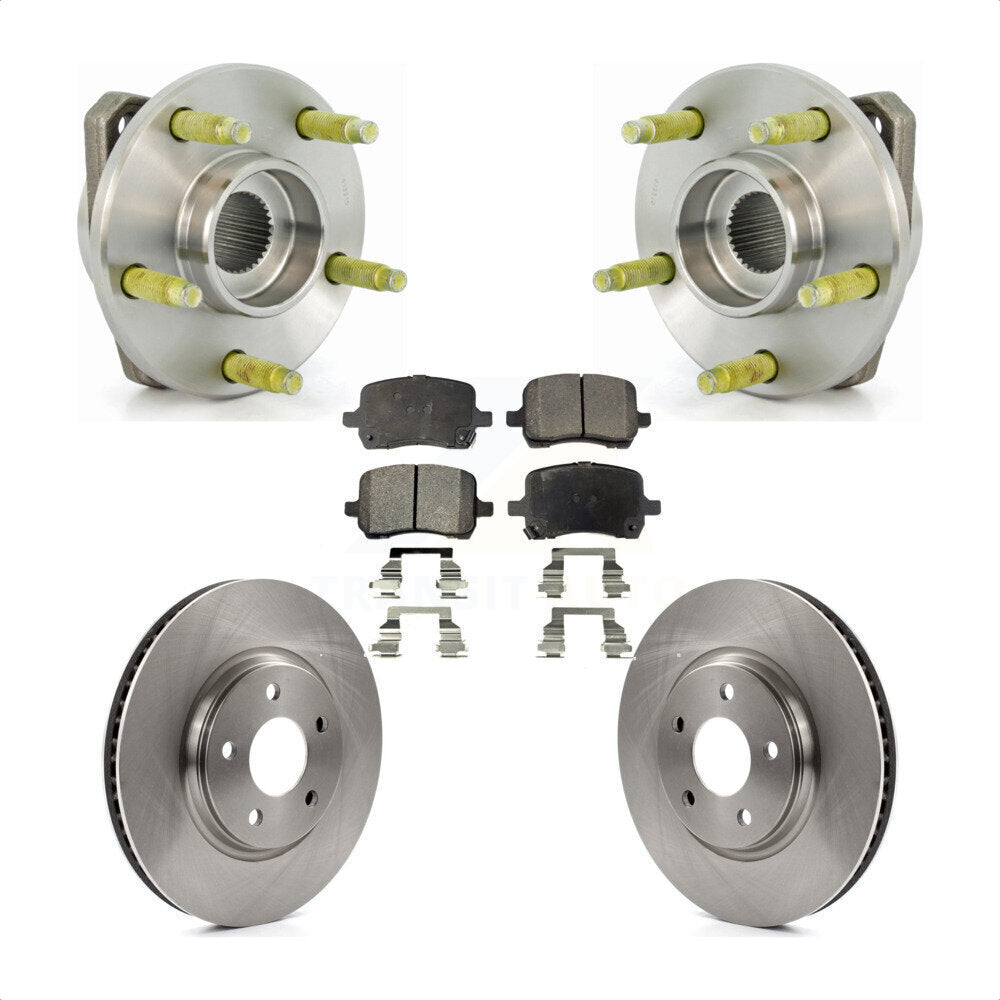 Hub Bearing Assembly Brake Rotor & Pad Front Kit For Chevrolet Malibu Pontiac G6