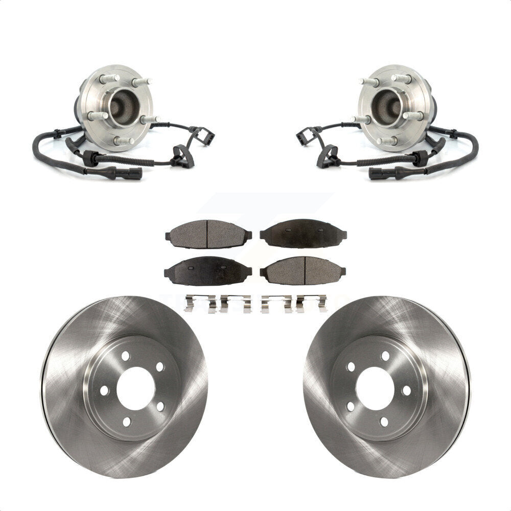 Hub Bearing Brake Rotor & Pad Front Kit For Ford Crown Victoria Lincoln Town Car
