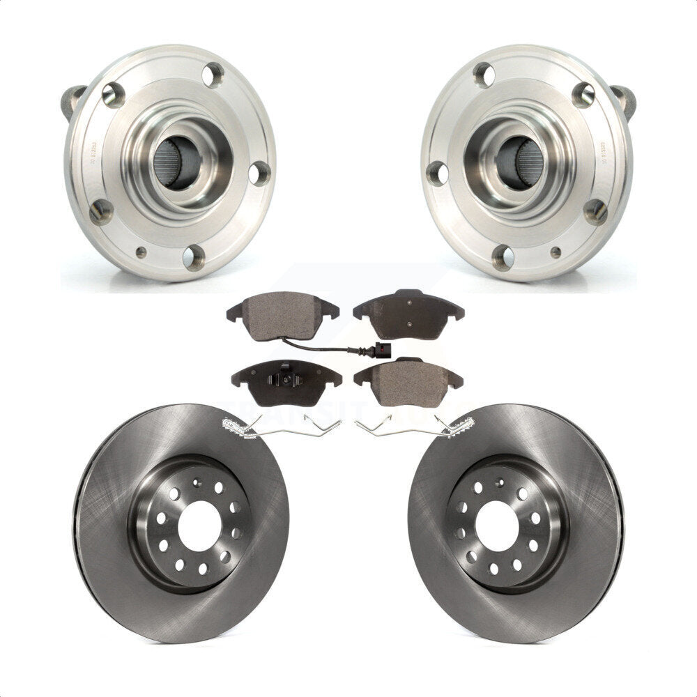 Hub Bearing Brake Rotor & Pad Front Kit For Volkswagen Jetta Beetle Audi GTI Eos