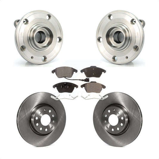 Hub Bearing Brake Rotor & Pad Front Kit For Volkswagen Jetta Beetle Audi GTI Eos