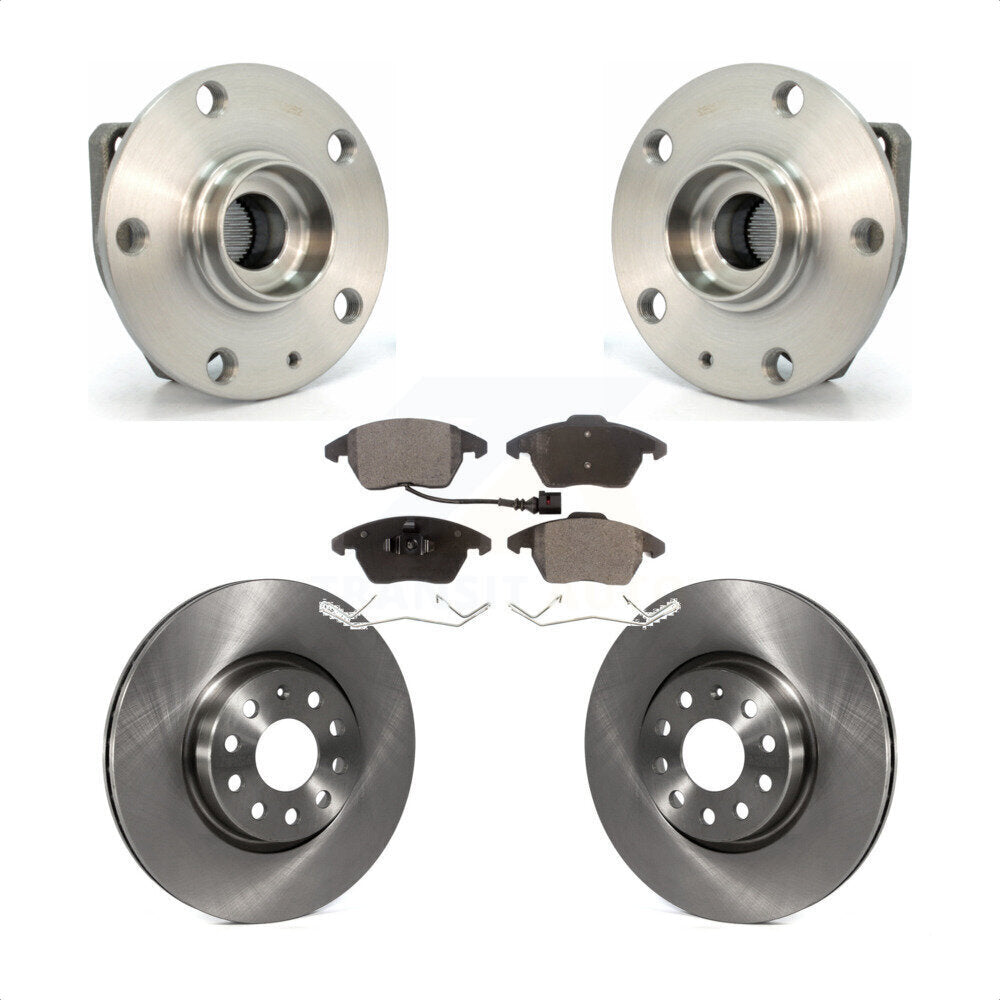 Hub Bearing Brake Rotor Pads Front Kit For Volkswagen GTI 3 Bolt Mounting Flange