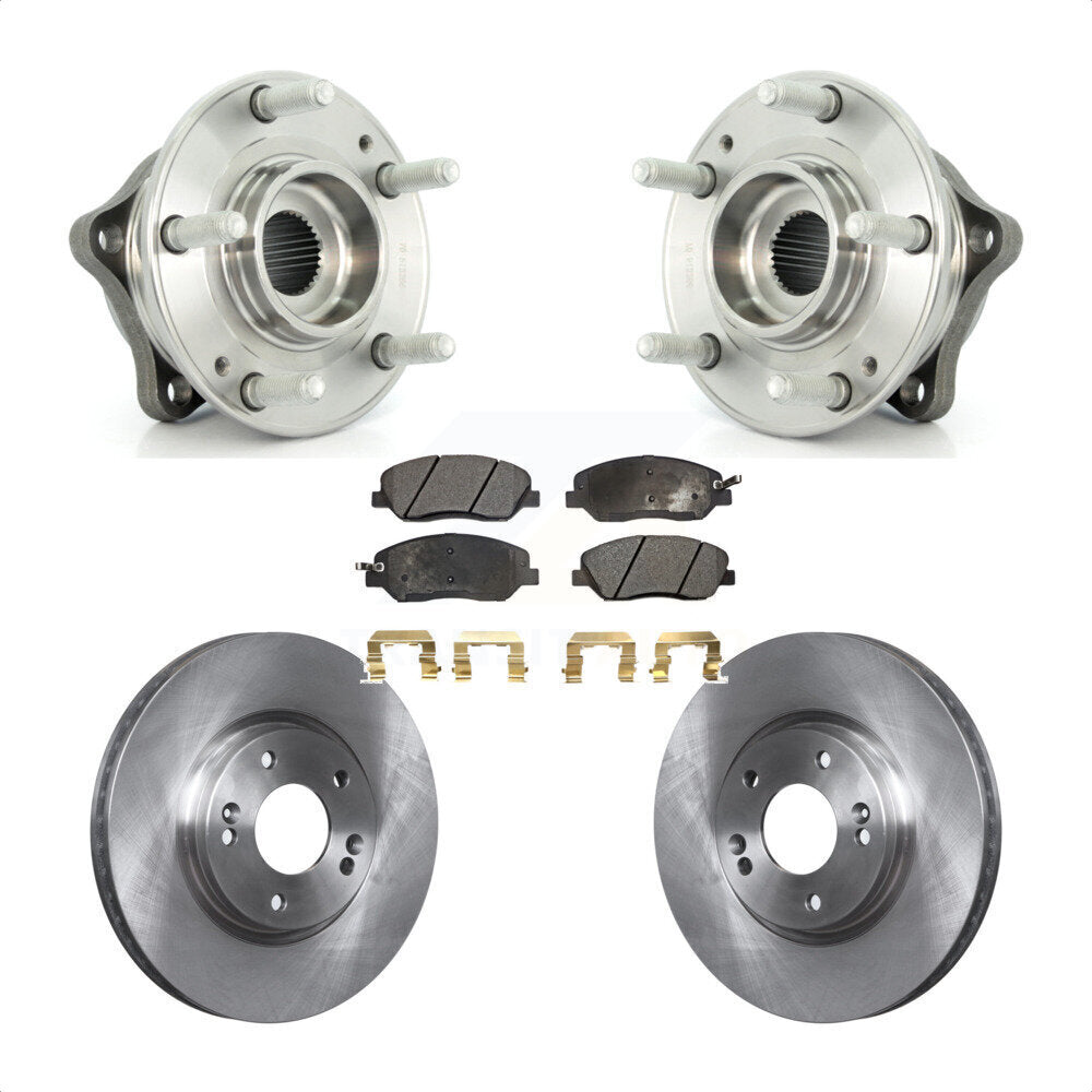 Hub Bearing Assembly Brake Rotor & Pads Front Kit For 2007-2009 Hyundai Santa Fe