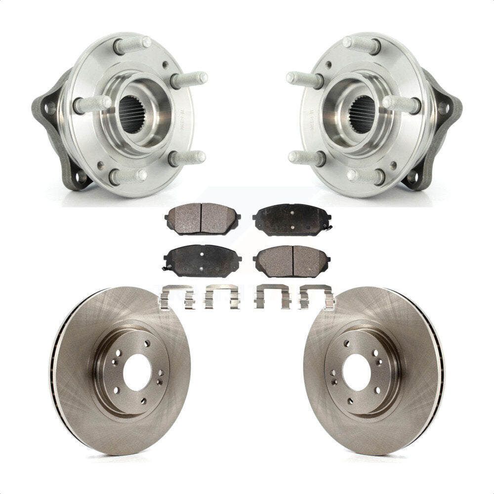 Hub Bearing Assembly Brake Rotor & Pads Front Kit For 2007-2012 Hyundai Veracruz