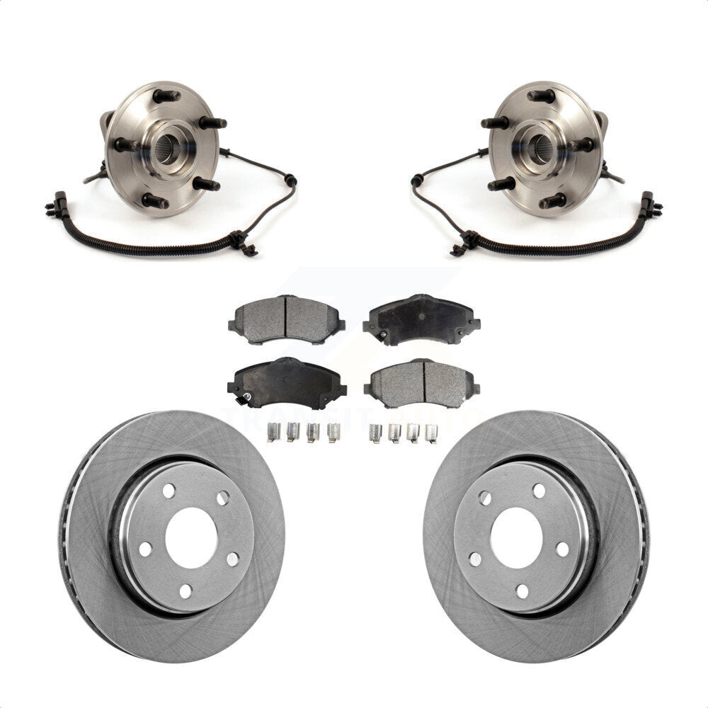 Hub Bearing Assembly Disc Brake Rotor Pads Front Kit For 2007-2010 Jeep Wrangler