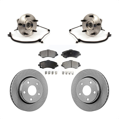 Hub Bearing Assembly Disc Brake Rotor Pads Front Kit For 2007-2010 Jeep Wrangler