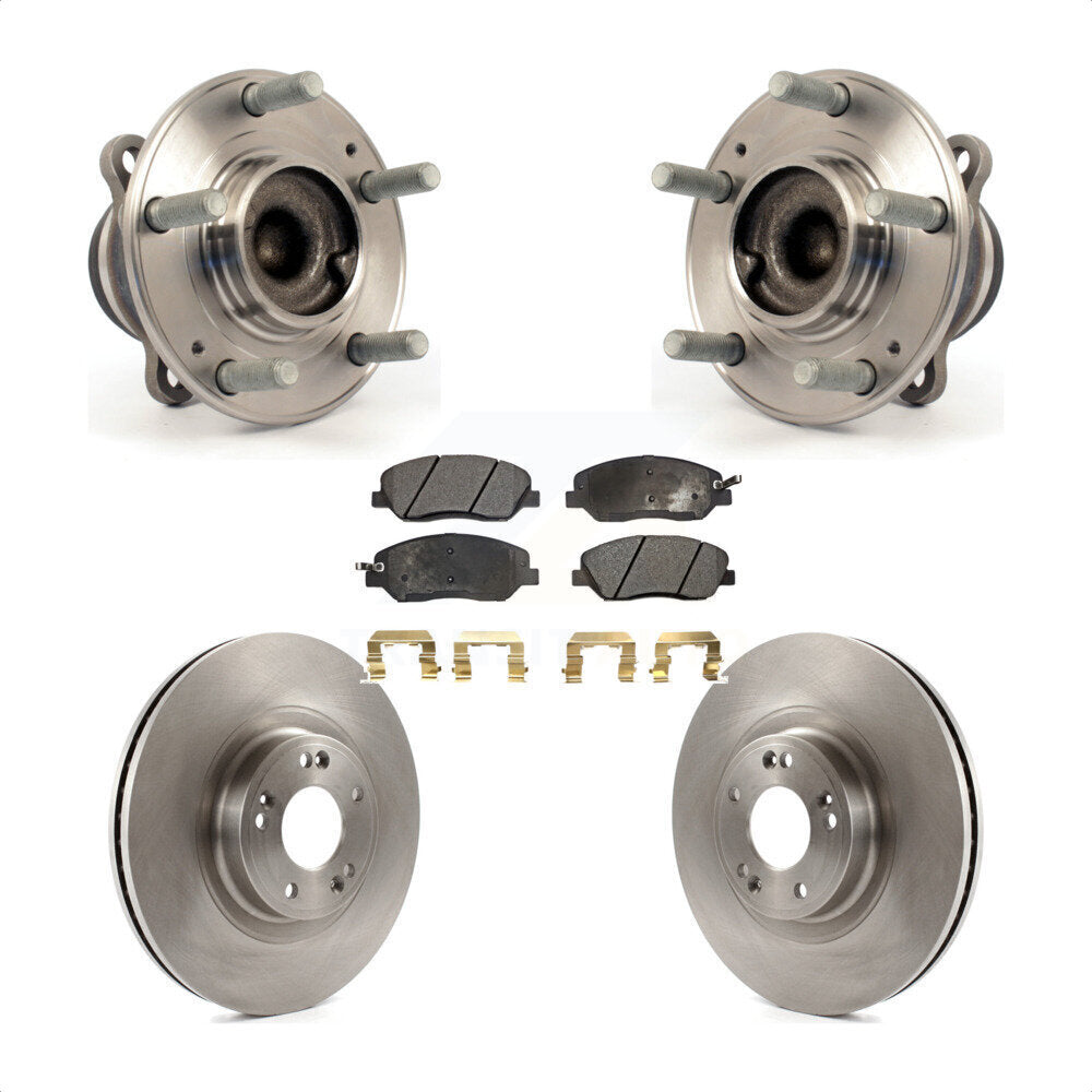 Hub Bearing Assembly Brake Rotor And Pad Front Kit For 2012 Hyundai Genesis 3.8L