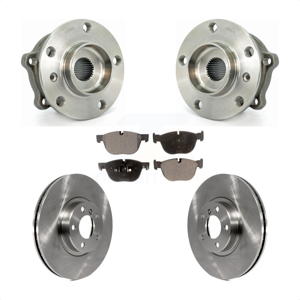 Hub Bearing Assembly Brake Rotor & Pads Front Kit For BMW X5 X6 M12 X 1.5 Thread
