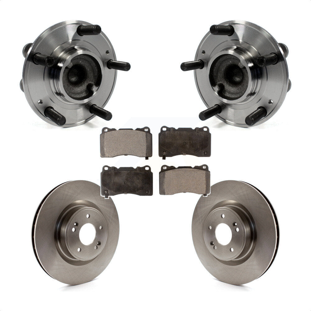Hub Bearing Assembly Disc Brake Rotor & Pads Front Kit For Hyundai Genesis Coupe