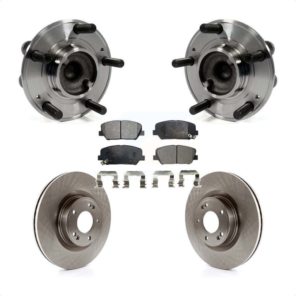 Hub Bearing Assembly Disc Brake Rotor & Pads Front Kit For Hyundai Genesis Coupe