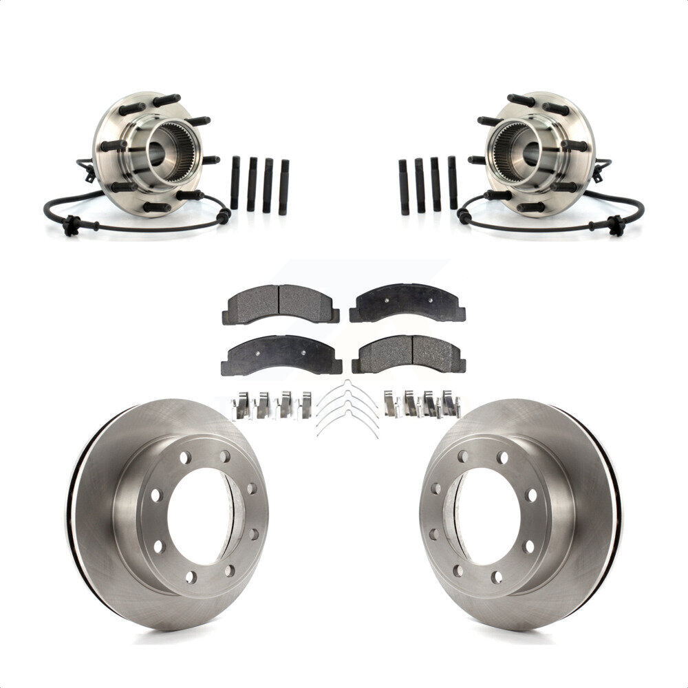 Hub Bearing Assembly Brake Rotor Pads Front Kit For 2001-2005 Ford Excursion 4WD