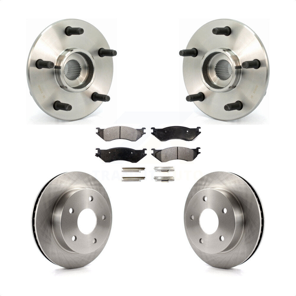 Hub Bearing Brake Rotor & Pads Front Kit For Dodge Ram 1500 4WD with 2-Wheel ABS