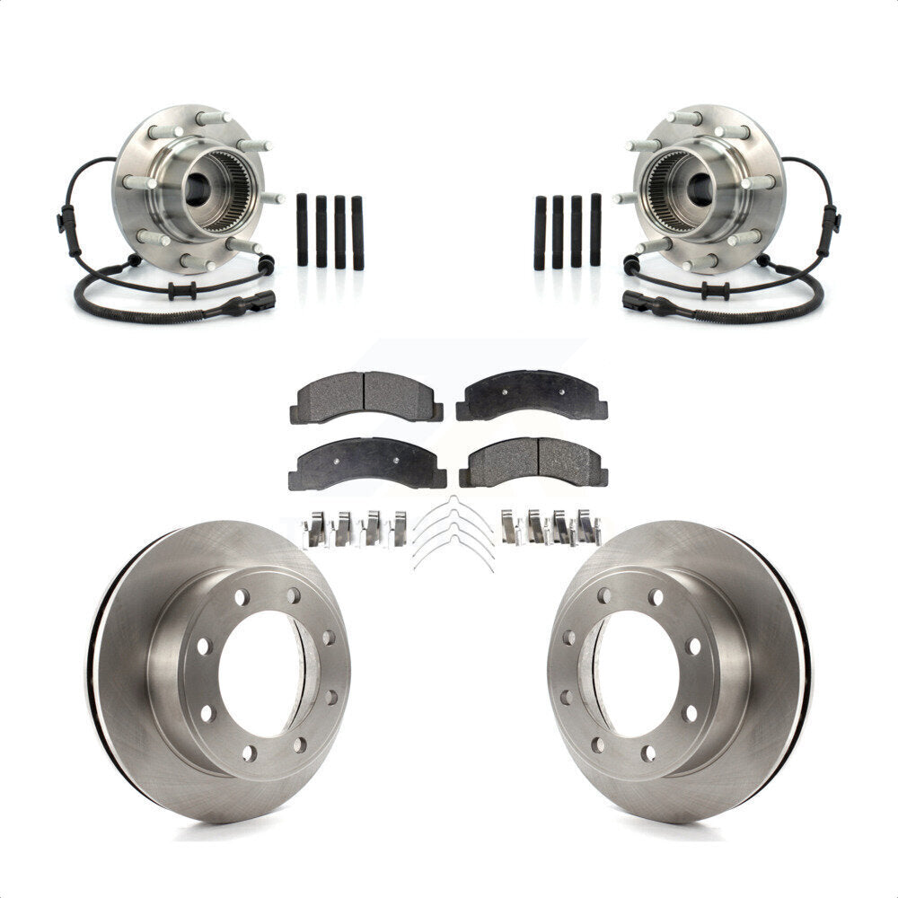 Hub Bearing Assembly Brake Rotor Pads Front Kit For 2001-2005 Ford Excursion 4WD