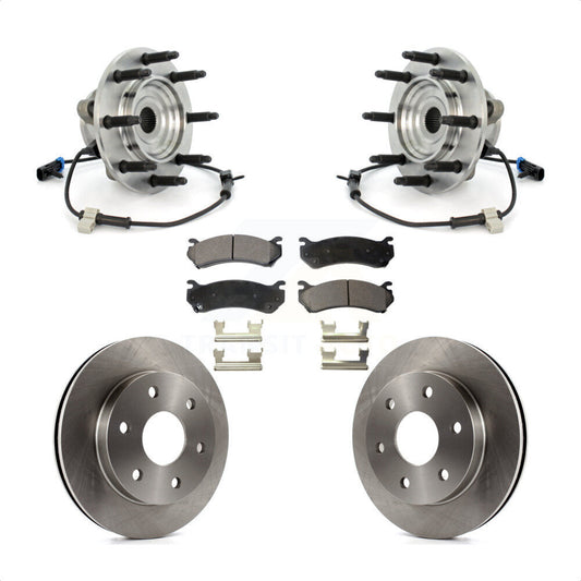 Hub Bearing Brake Rotor & Pads Front Kit For Chevrolet Silverado 1500 GMC Sierra
