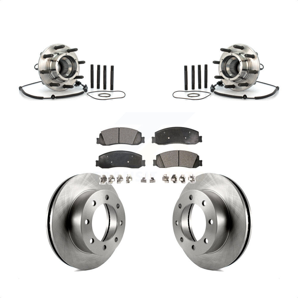 Hub Bearing Brake Rotor & Pads Front Kit For 2008-2010 Ford F-350 Super Duty 4WD