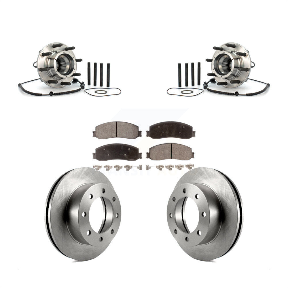 Hub Bearing Disc Brake Rotor & Pads Front Kit For 2010 Ford F-250 Super Duty 4WD