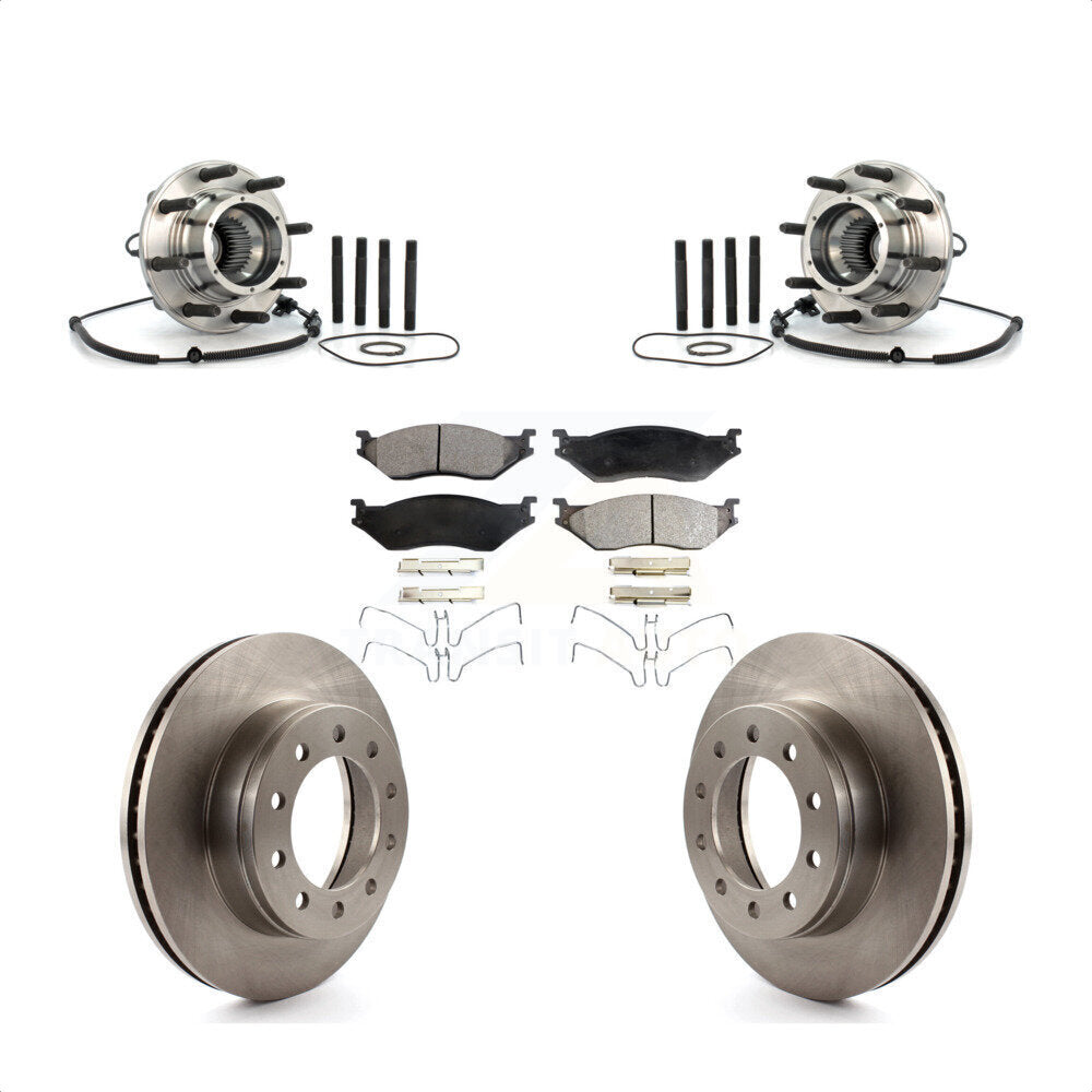 Hub Bearing Disc Brake Rotor Pads Front Kit For 2010 Ford F-550 Super Duty 4 X