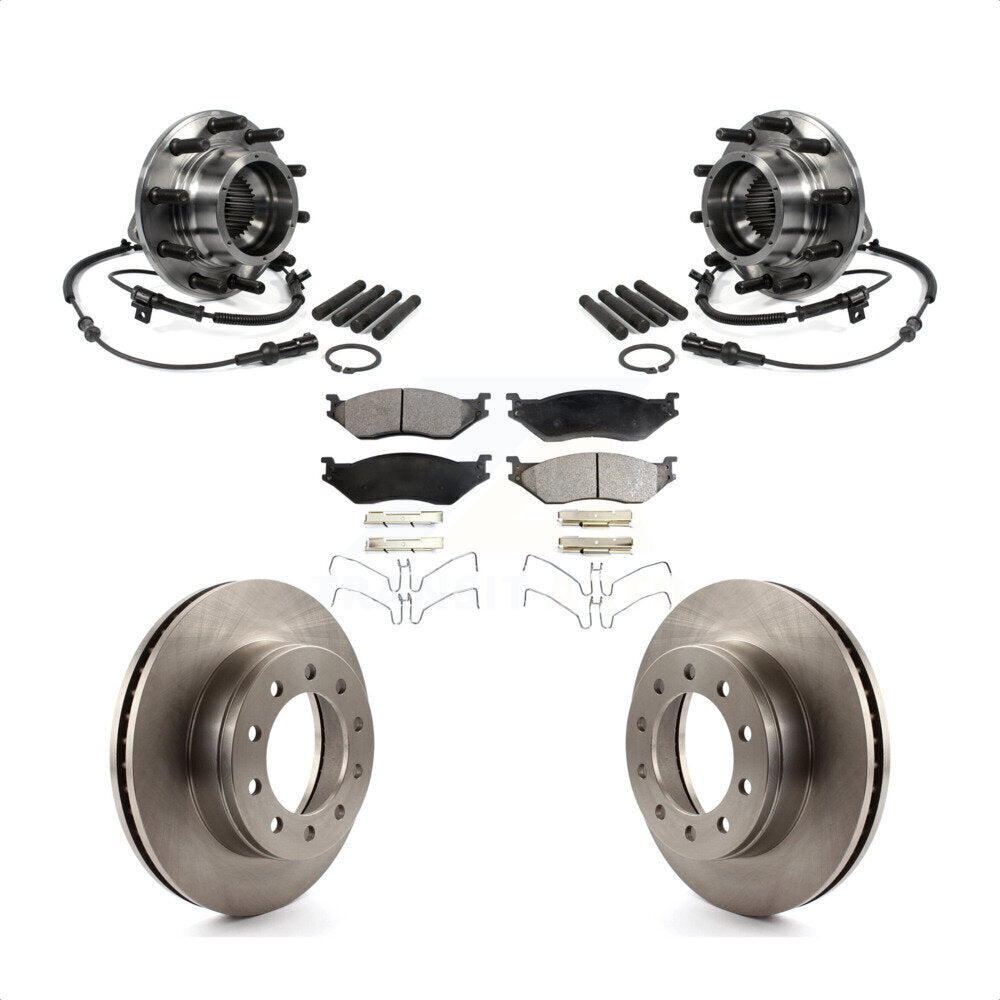 Hub Bearing Brake Rotor Pads Front Kit For 2005-2010 Ford F-550 Super Duty 4 X