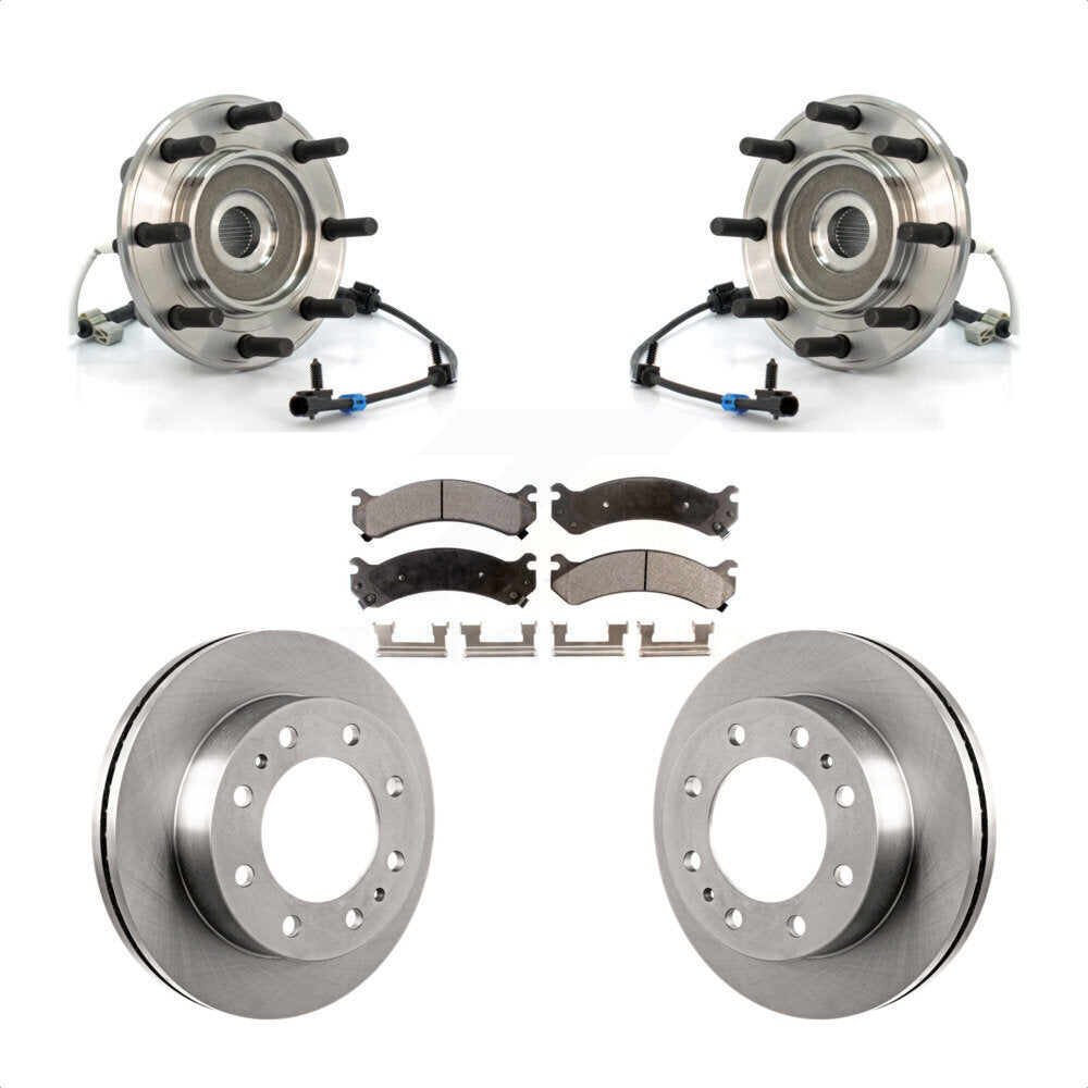 Hub Bearing Brake Rotor & Pads Front Kit For GMC Sierra 3500 Chevrolet Silverado