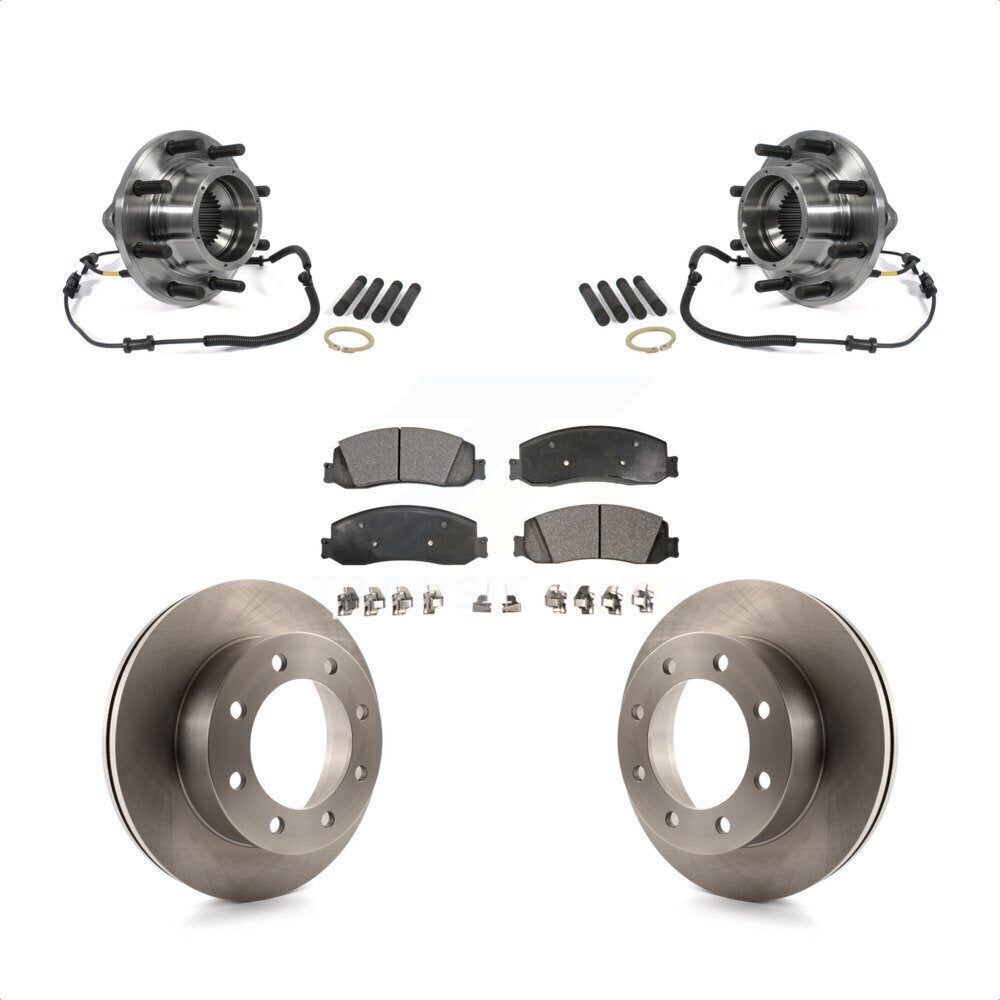 Hub Bearing Disc Brake Rotor & Pads Front Kit For 2012 Ford F-350 Super Duty 4WD