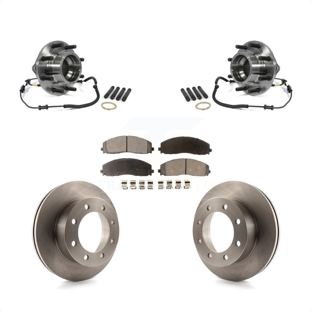 Hub Bearing Disc Brake Rotor & Pads Front Kit For 2013 Ford F-350 Super Duty 4WD
