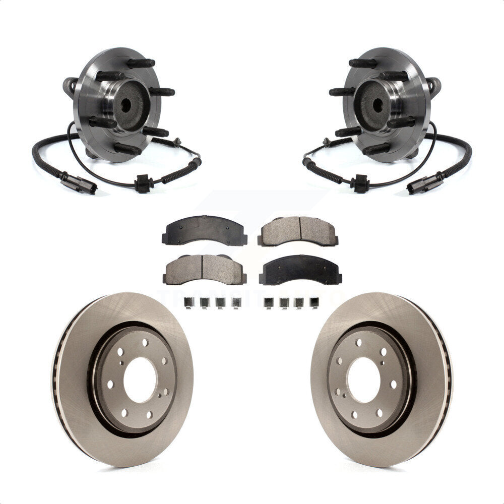 Hub Bearing Brake Rotor Pad Front Kit For 11-14 Ford F-150 RWD With 7 Lug Wheels
